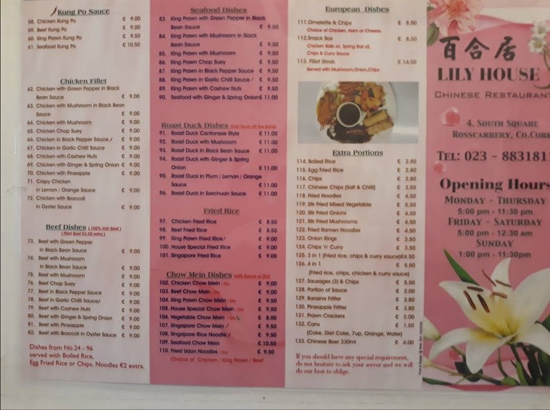 Lily House Chinese Restaurant & Takeaway