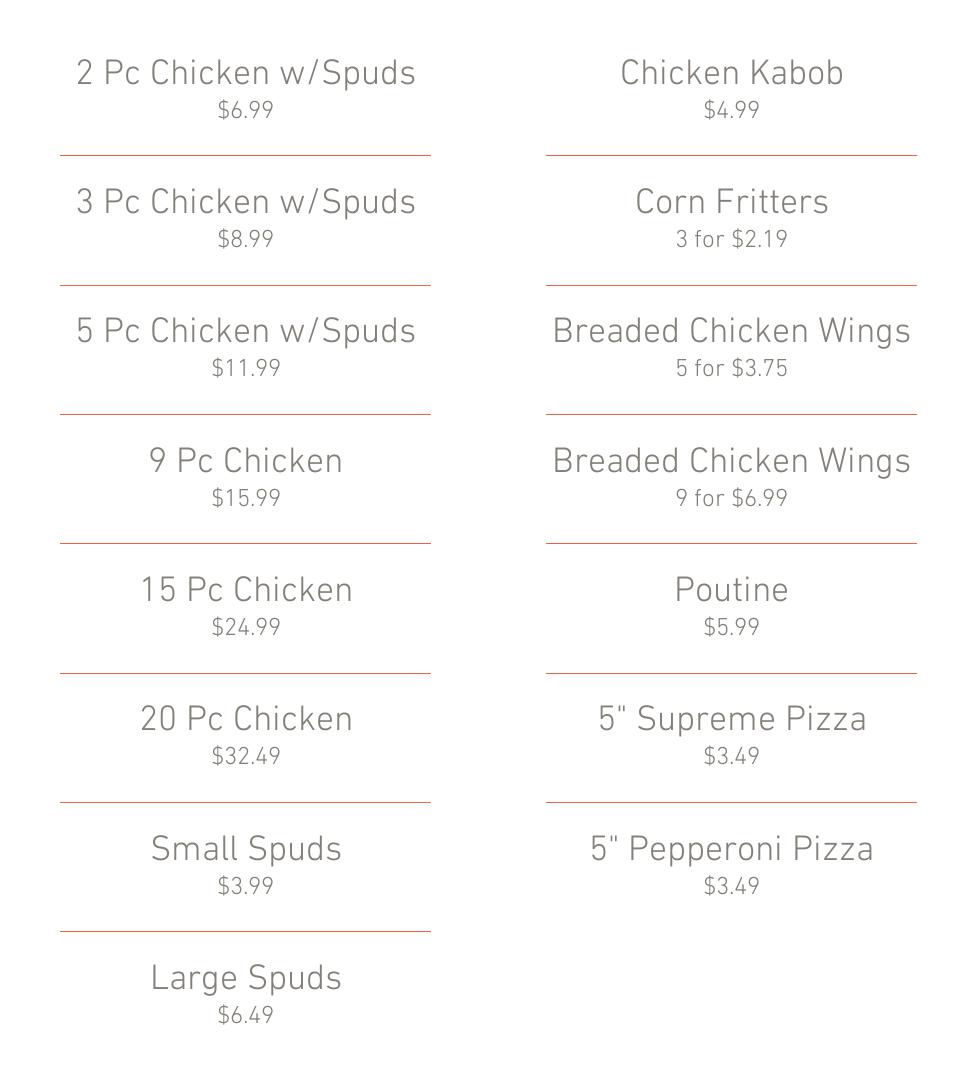 Red Basket Food Store Menu