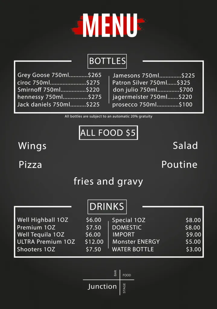 Soundbar - Stage & Bar Menu