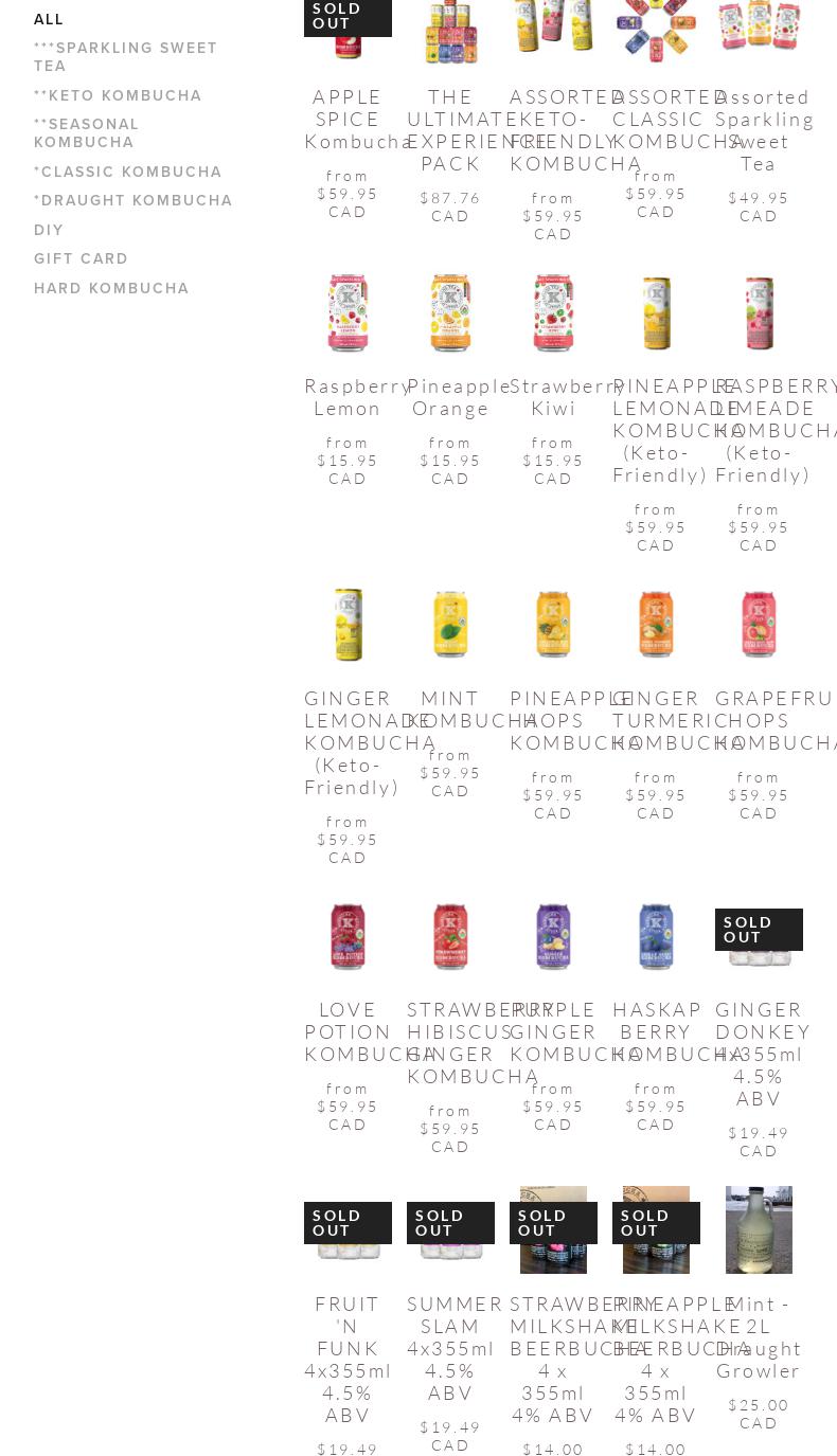 Happy Belly Kombucha Menu