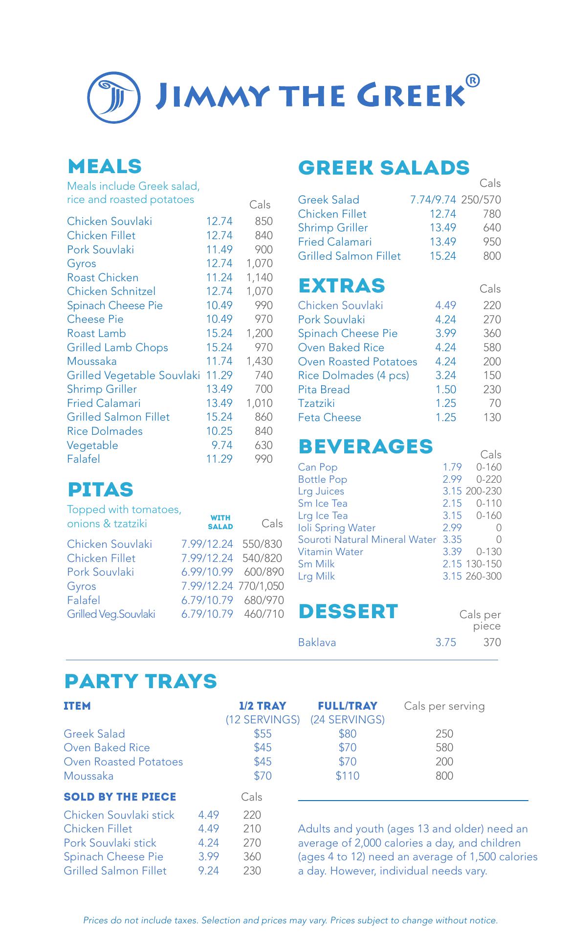 Jimmy The Greek Menu