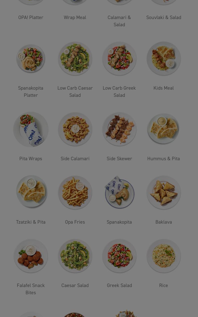 OPA! of Greece Westgate Centre Menu
