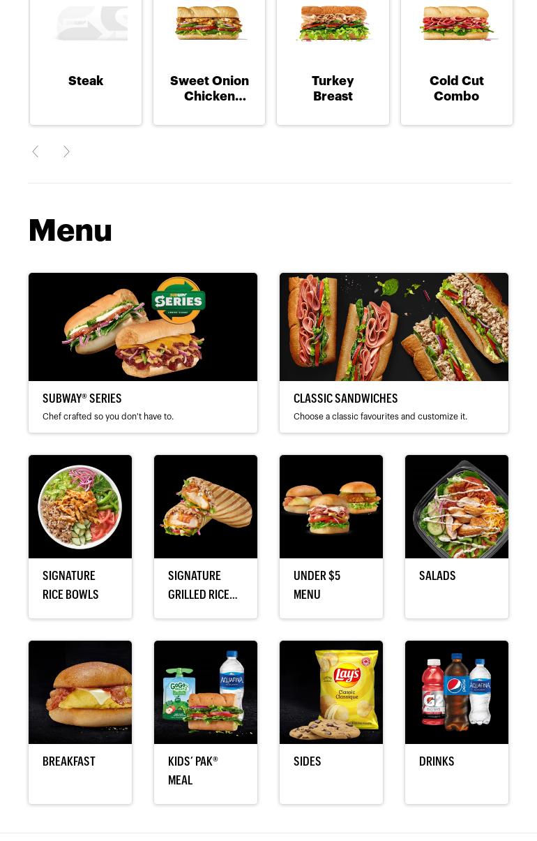 Subway Menu