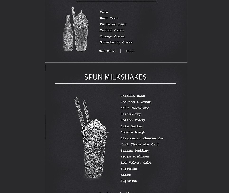 The Spun Cow Menu