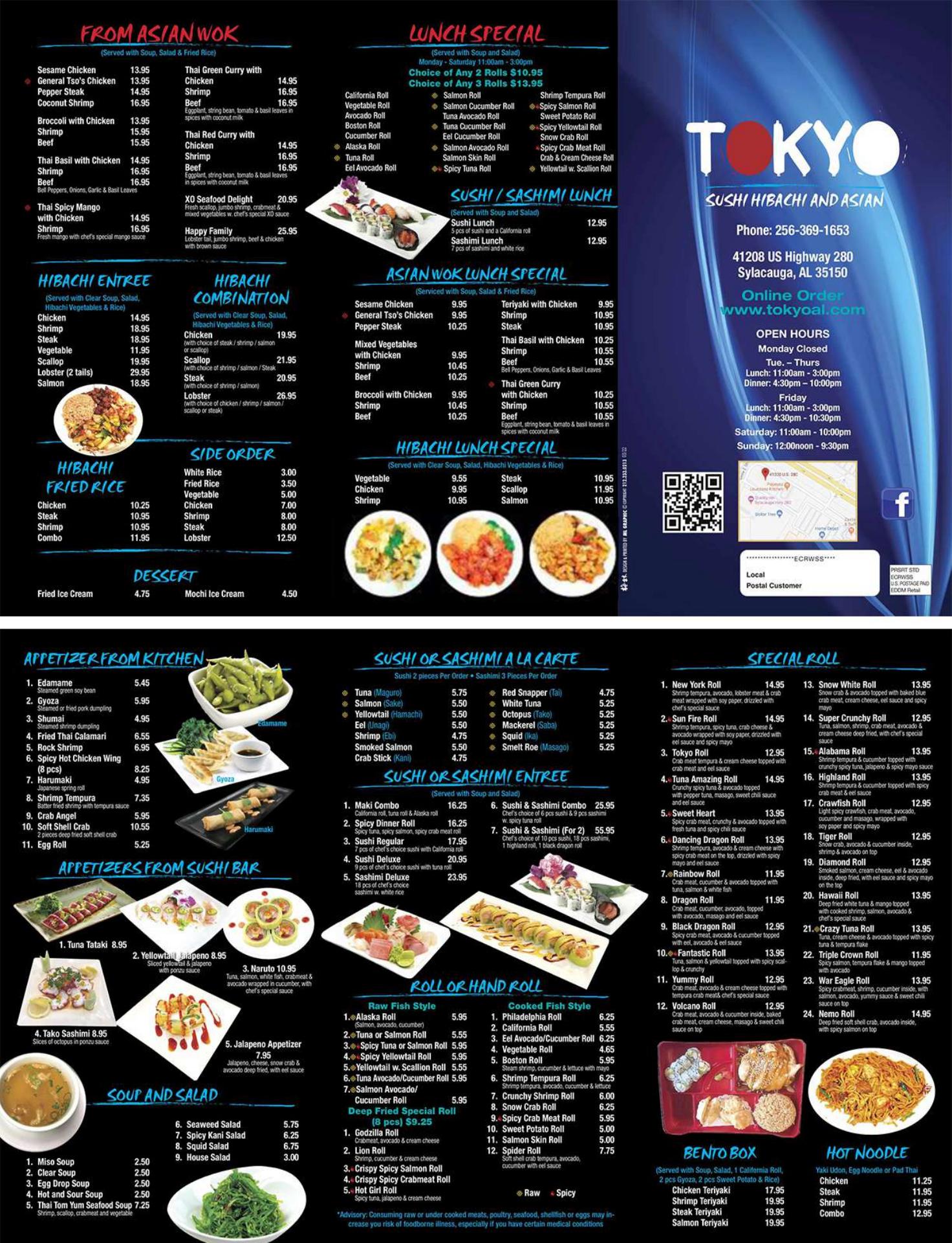 Tokyo Sushi Hibachi and Asian Menu