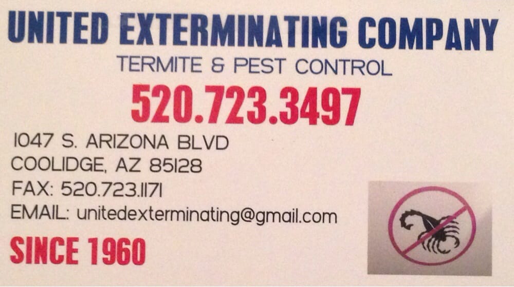 United Exterminating of Arizona Termite & Pest Control 1047 S Arizona Blvd, Coolidge Arizona 85128