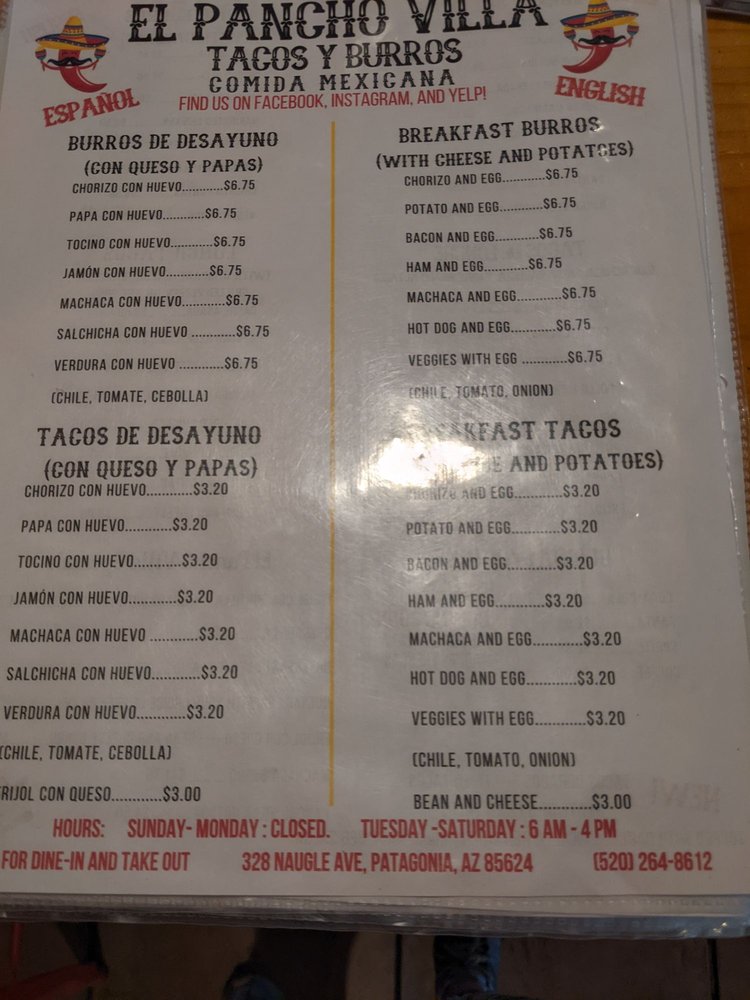 El Pancho Villa Tacos y Burros, Patagonia Menu, Reviews (56