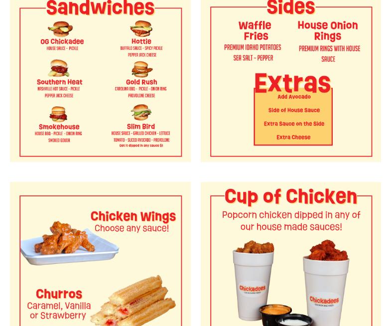 Chickadees Menu