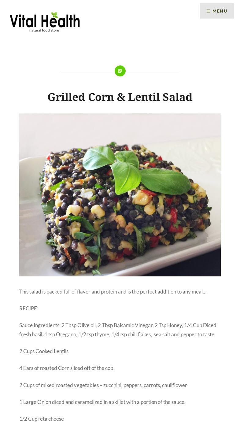 Vital Health - The Health Food Store Menu