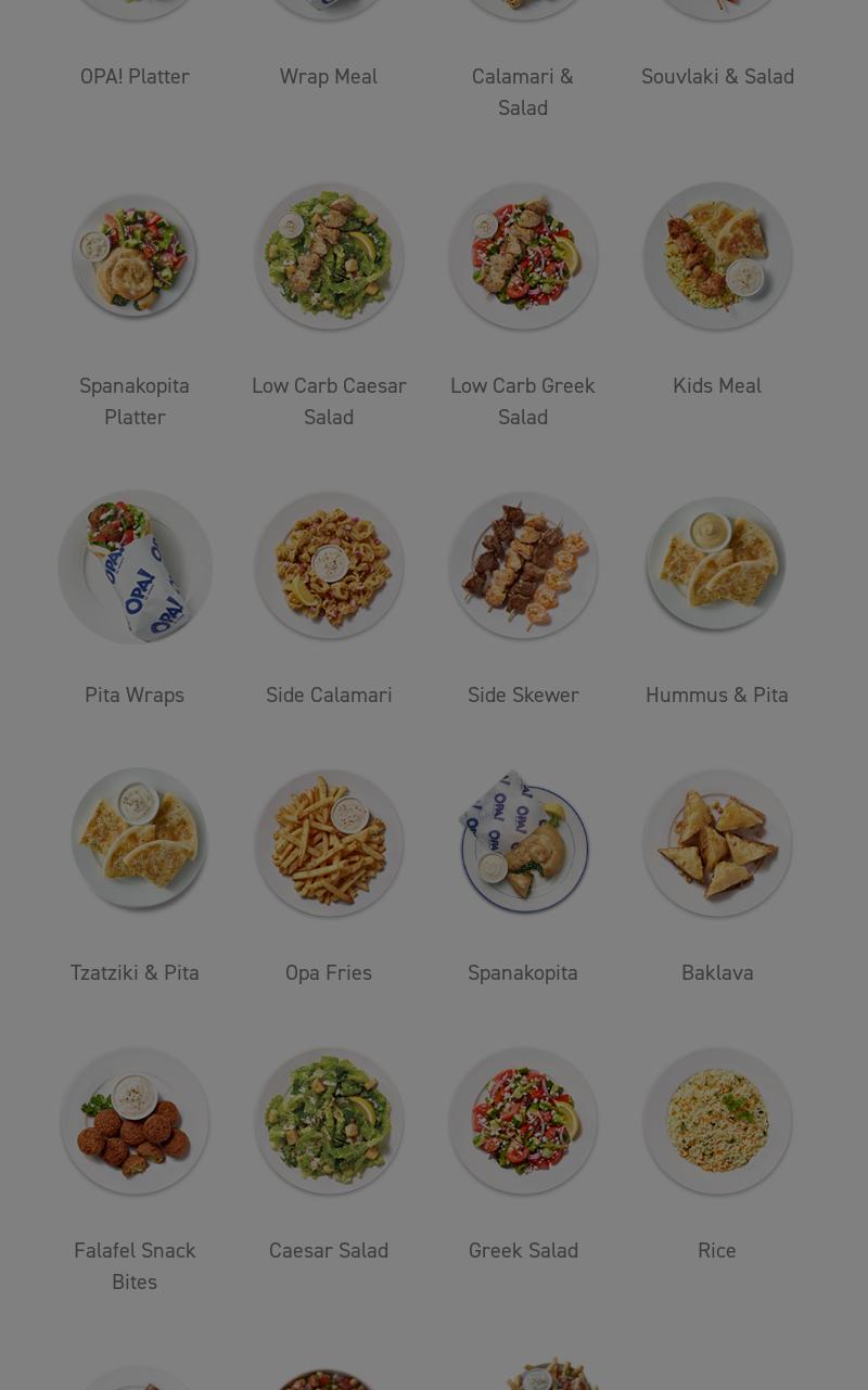 OPA! of Greece SmartCentres Langley Menu