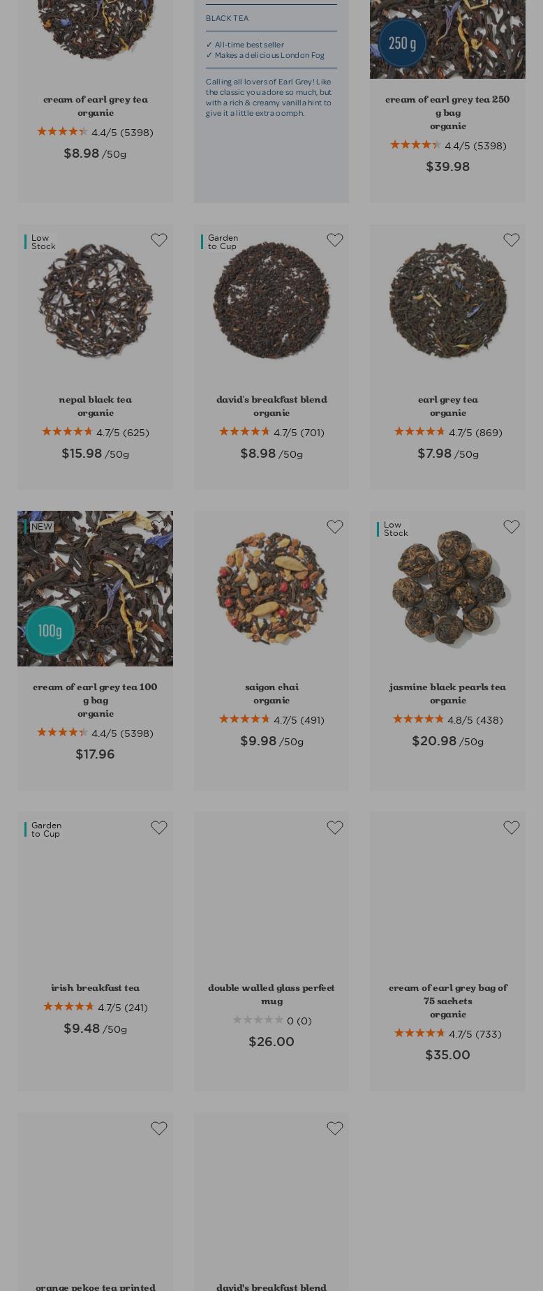 DAVIDsTEA - Pacific Centre Menu