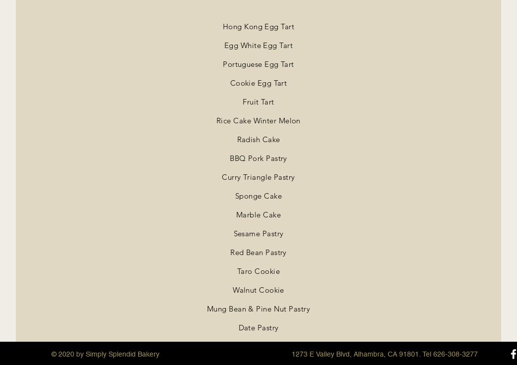 Simply Splendid Bakery Menu