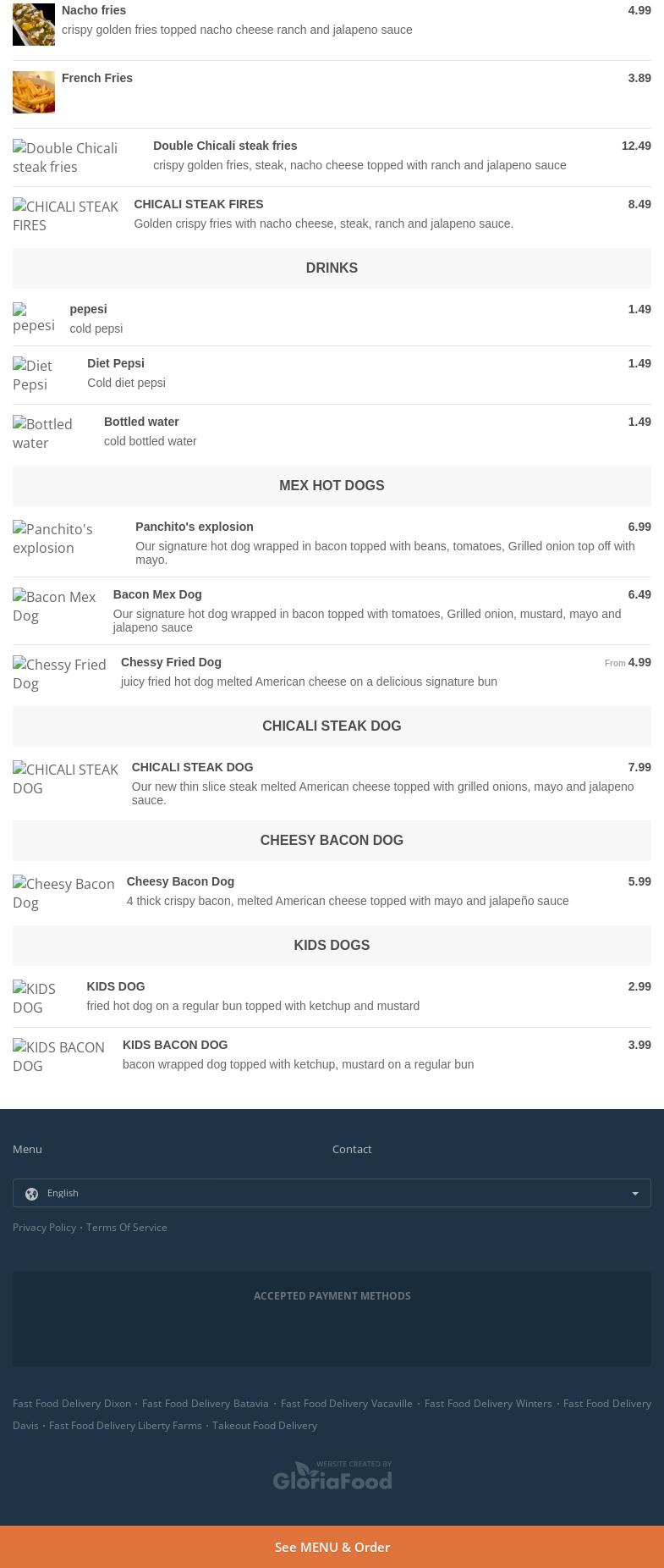 Panchitos Late Kitchen Menu