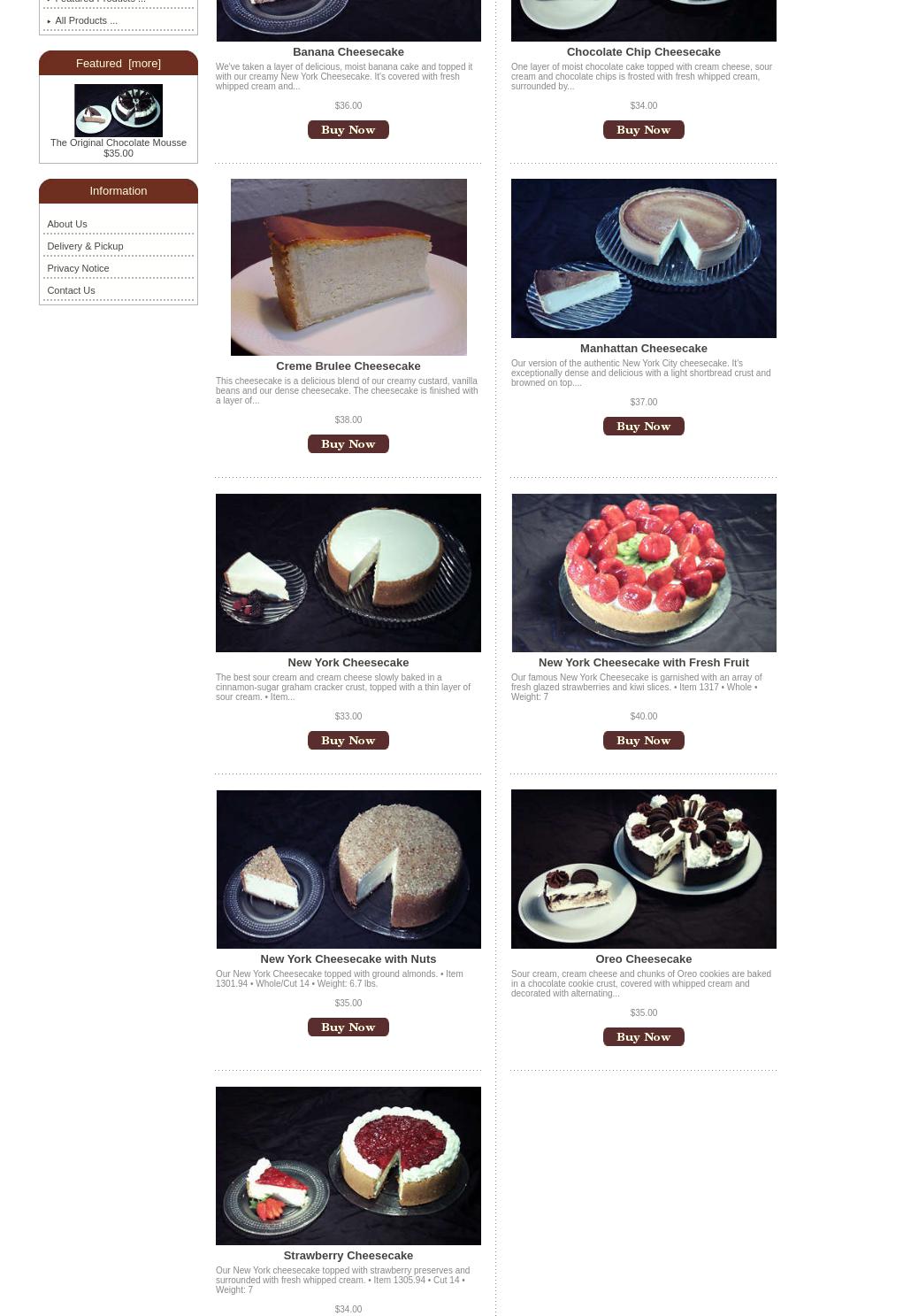 La Mousse Desserts Menu