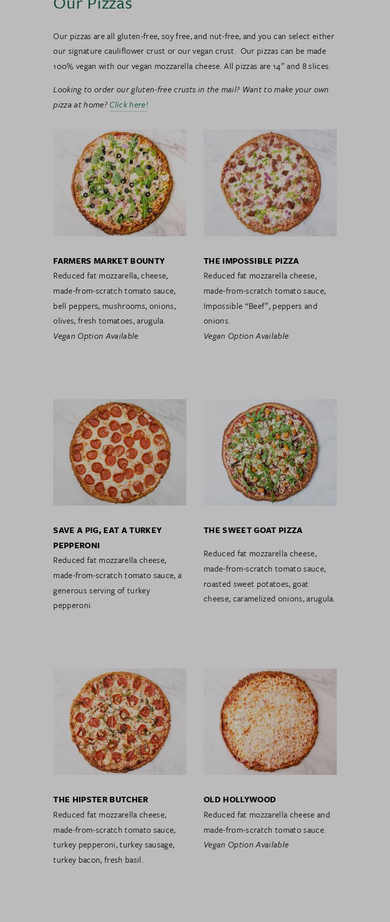 Califlower Pizza (Koreatown) Menu