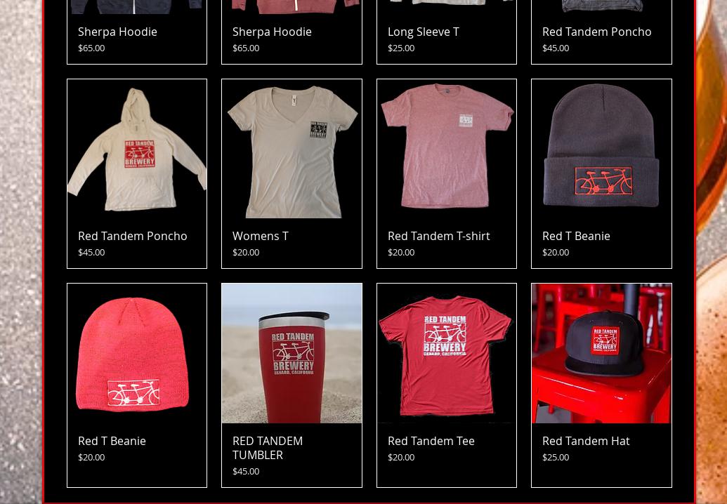 Red Tandem Brewery Menu