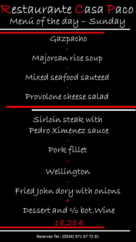 La casa de cachelo Menu