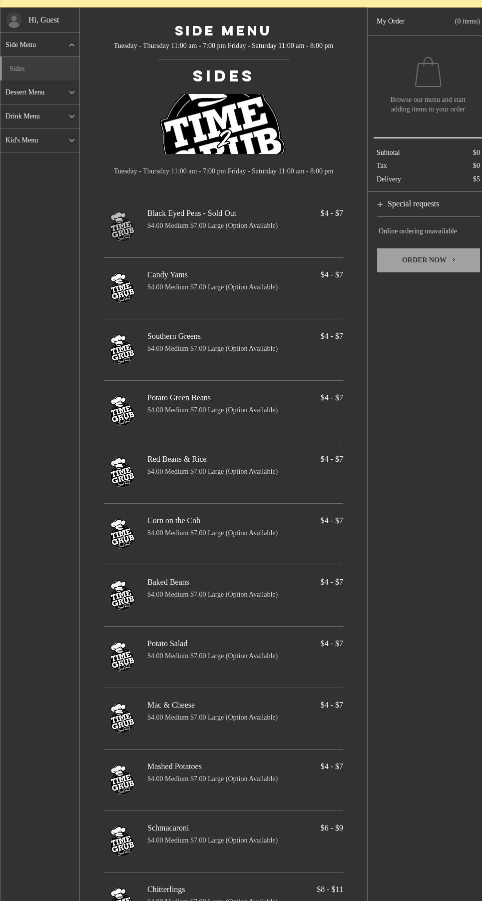 Time 2 Grub Soulfood #2 Menu