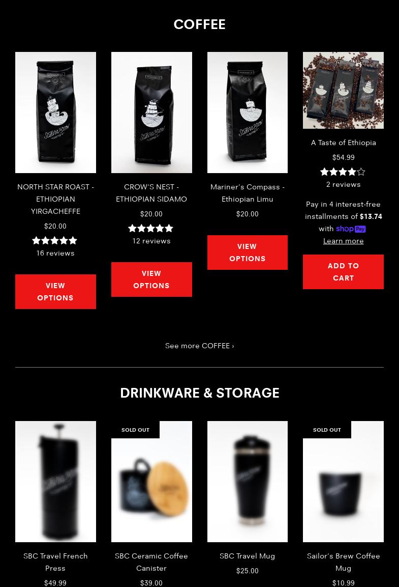 Sailor's Brew Coffee Menu