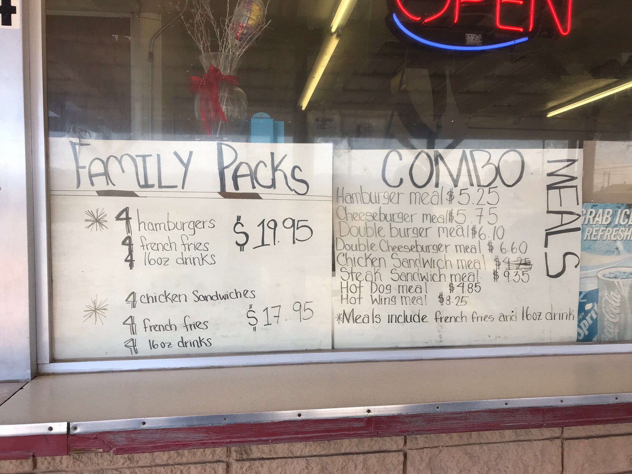 The Burger Den Menu