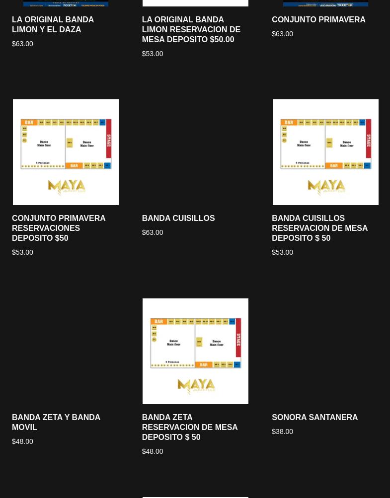 MAYA NIGHTCLUB Menu