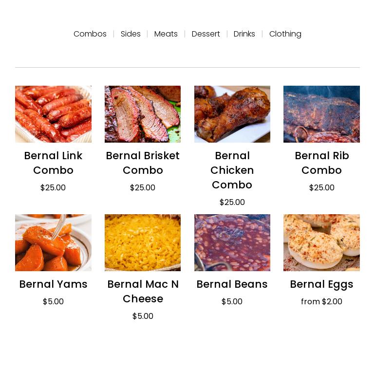 Bernal BBQ Menu