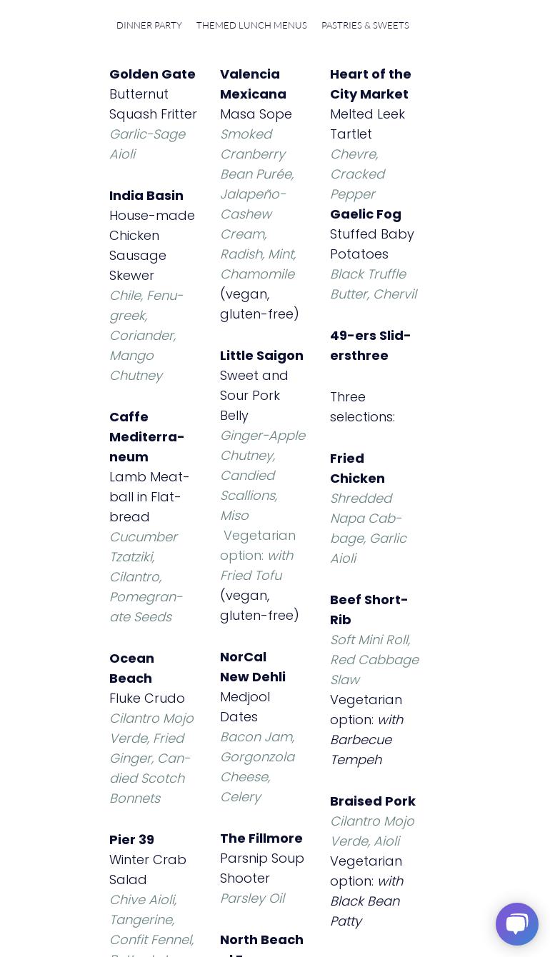 Rebecca Jean Catering and Events Menu