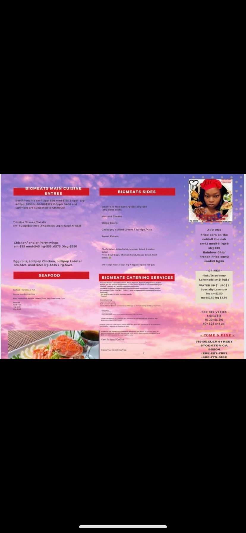 Bigmeat & Associates Catering LLC Menu
