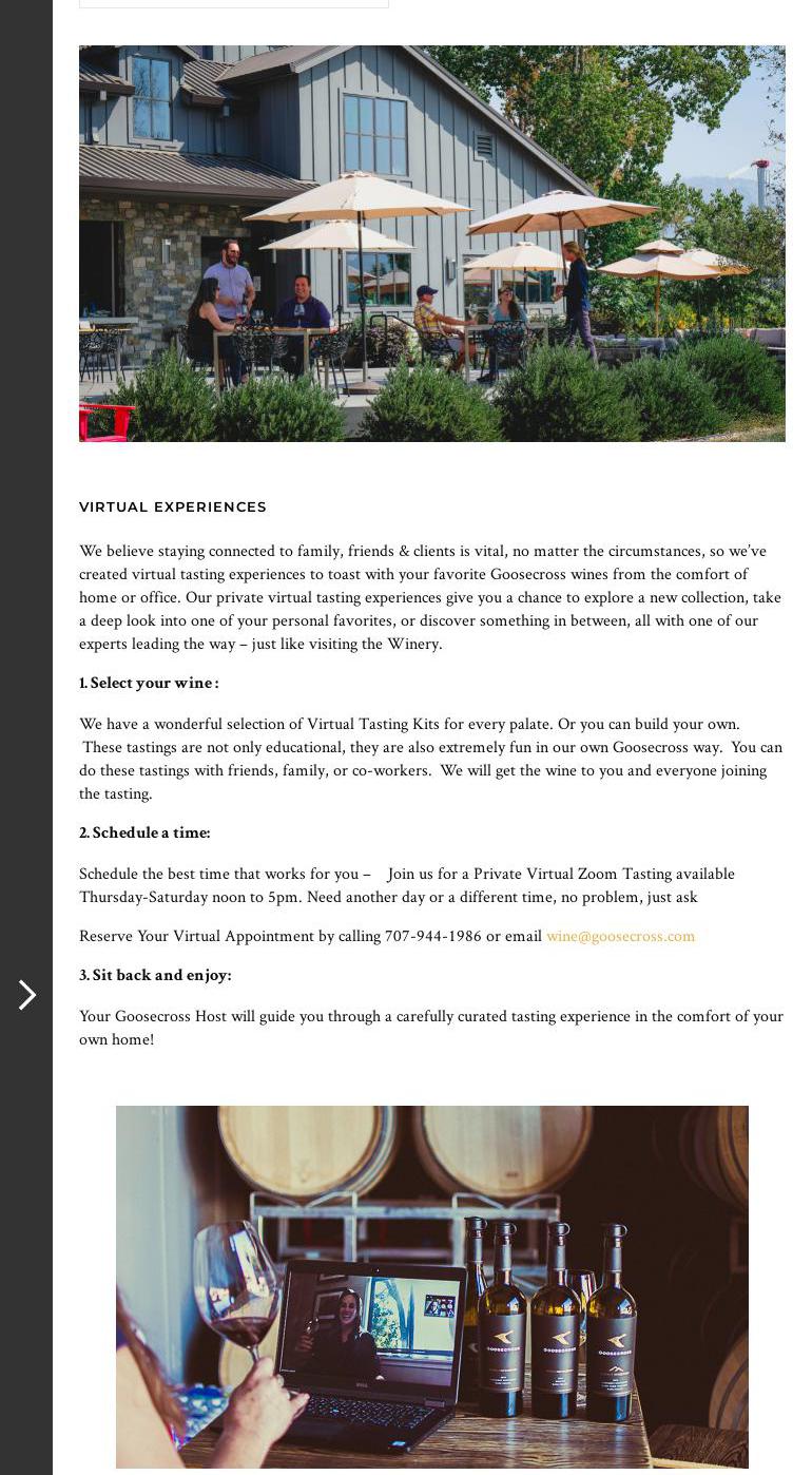 Goosecross Cellars Menu