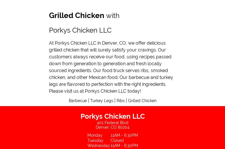 Porkys Chicken LLC Menu