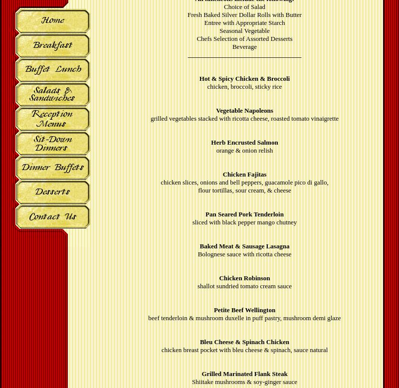 Gilchrist Catering Menu