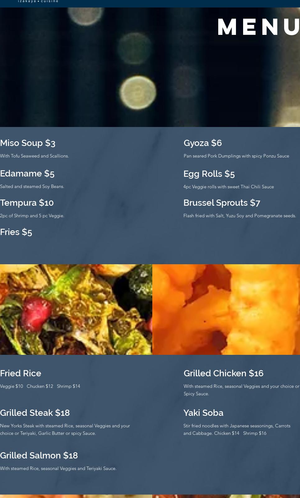 Rokko Izakaya Menu