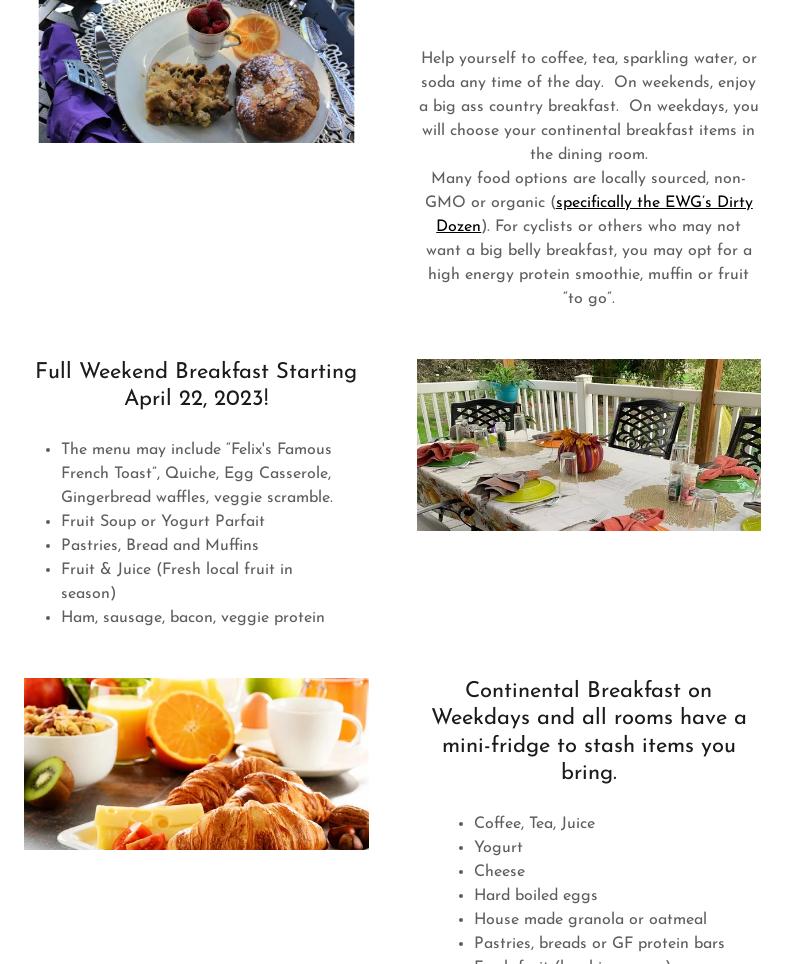 Dining & Amenities Menu