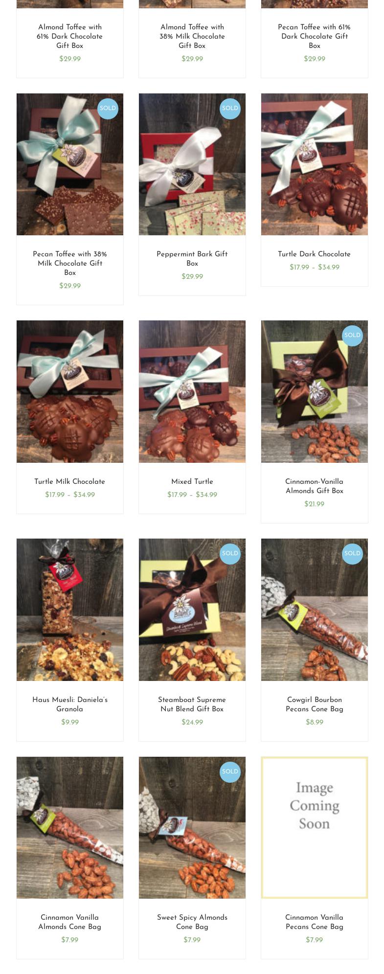 Bluml's Chocolates Menu