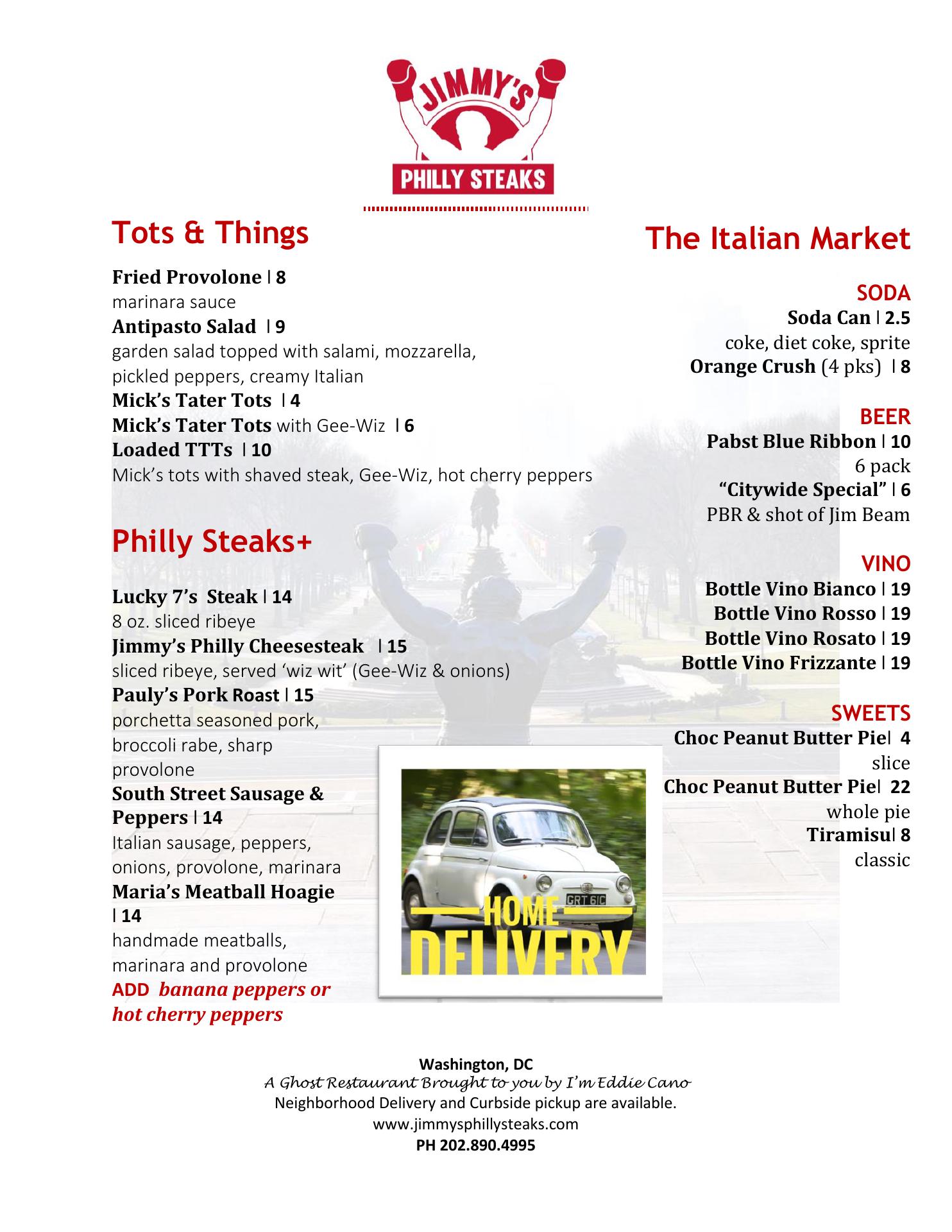 Jimmy's Philly Steaks Menu