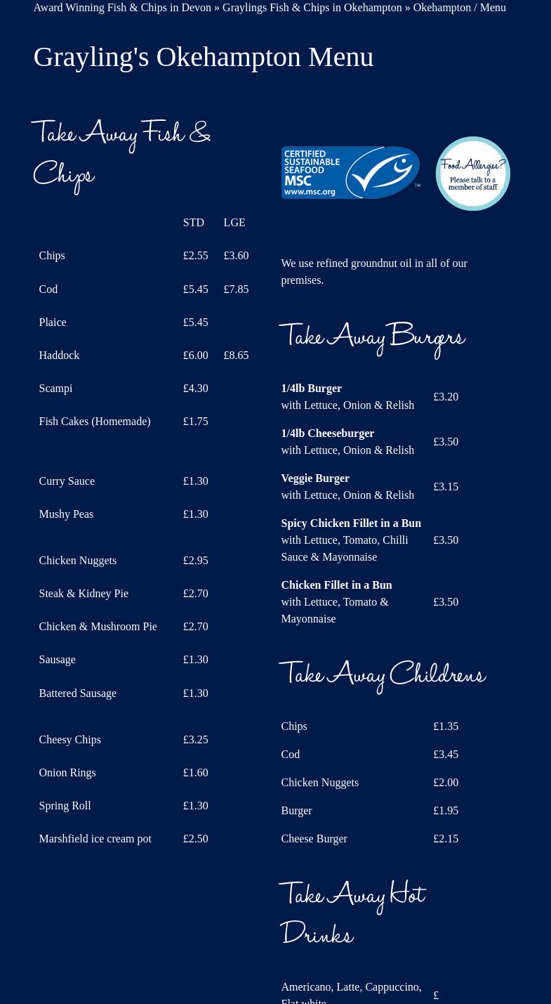 Graylings Menu