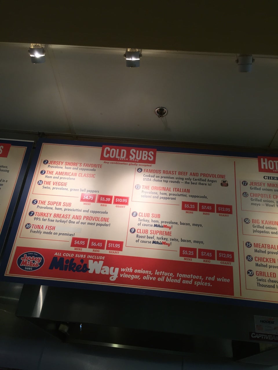 Jersey Mike's Subs Menu