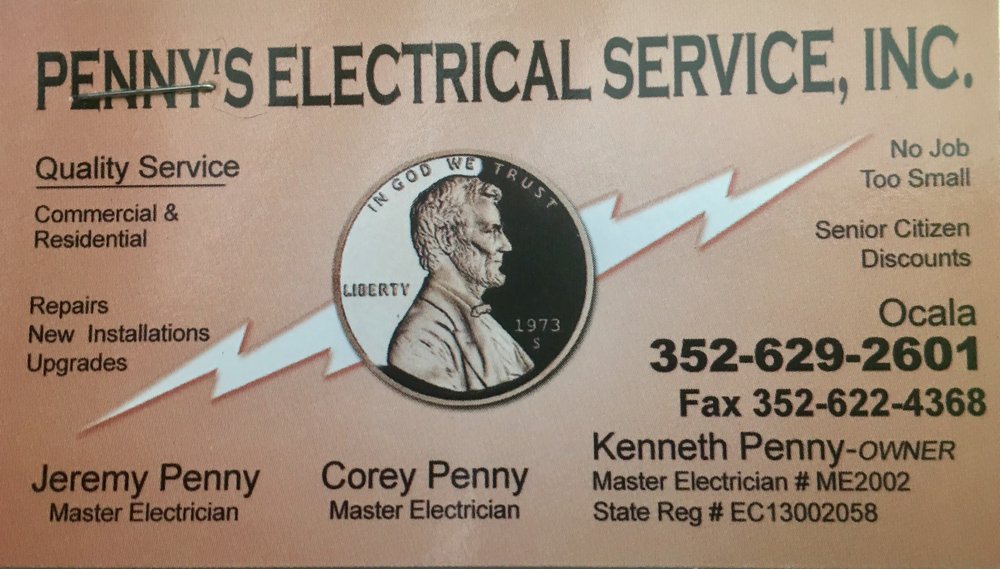 Penny's Electrical Svc Inc 1830 NE 90th Pl, Anthony Florida 32617