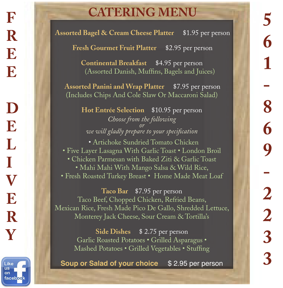 Cafe Catering Co. Menu