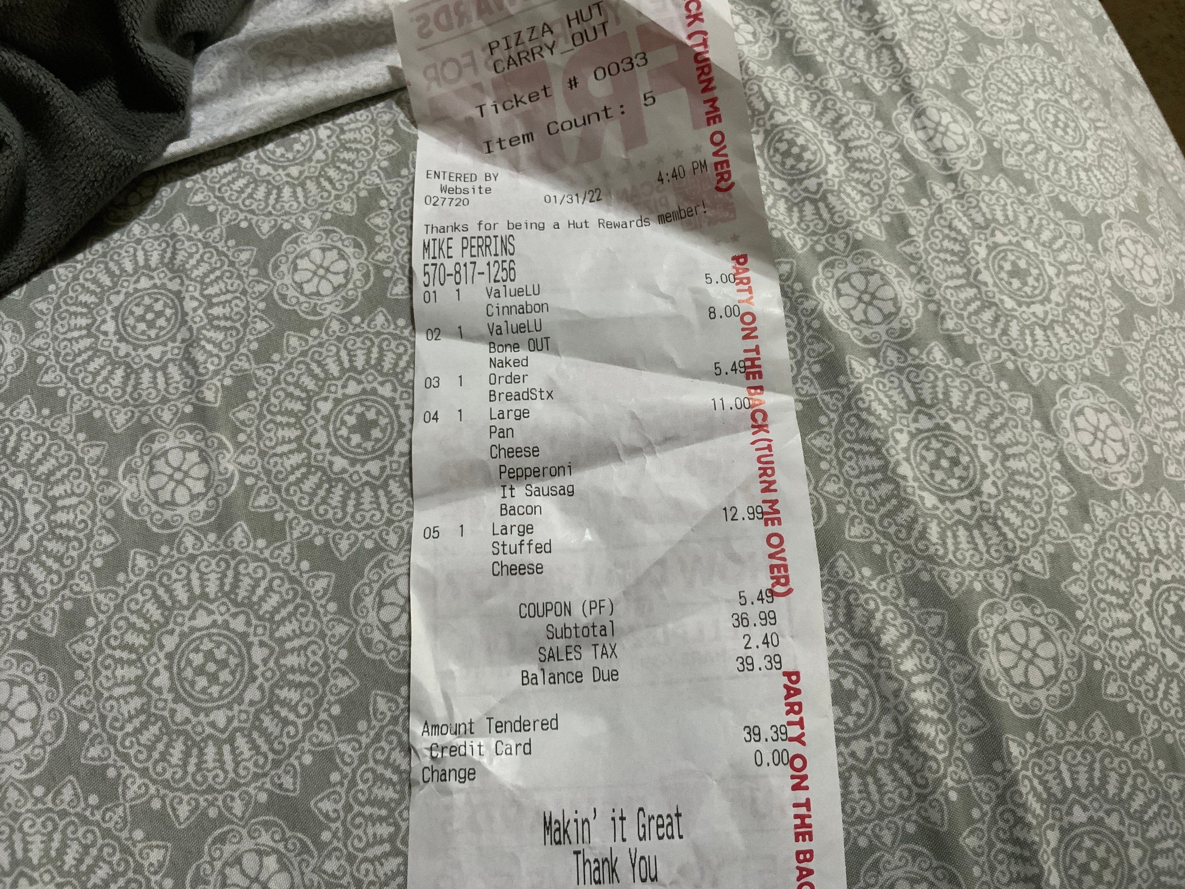 Pizza Hut Menu