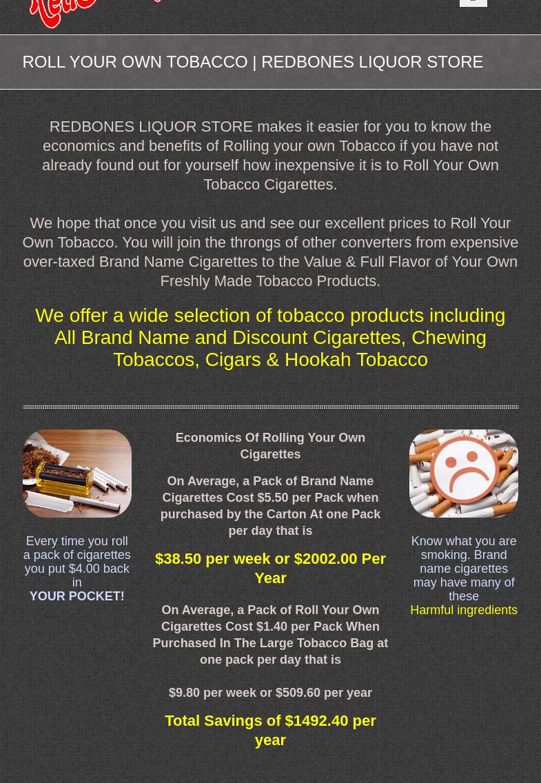 Red Bone's II Liquor Store Menu