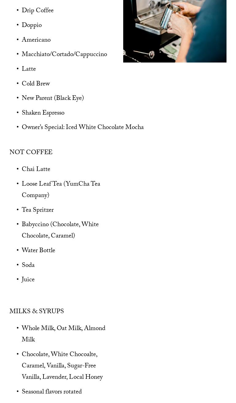 Play Factory and Cafe Menu