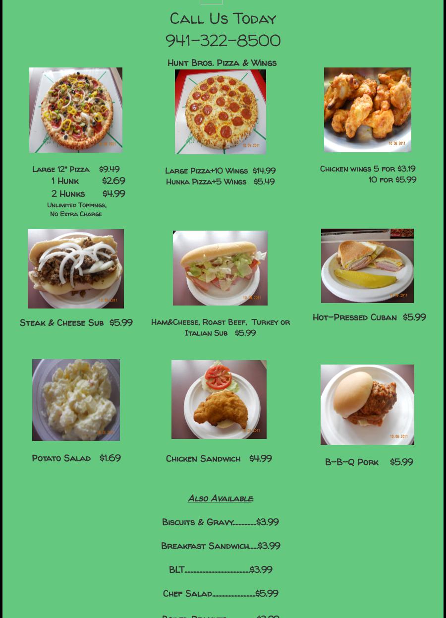 Lake Manatee Fish Camp Menu