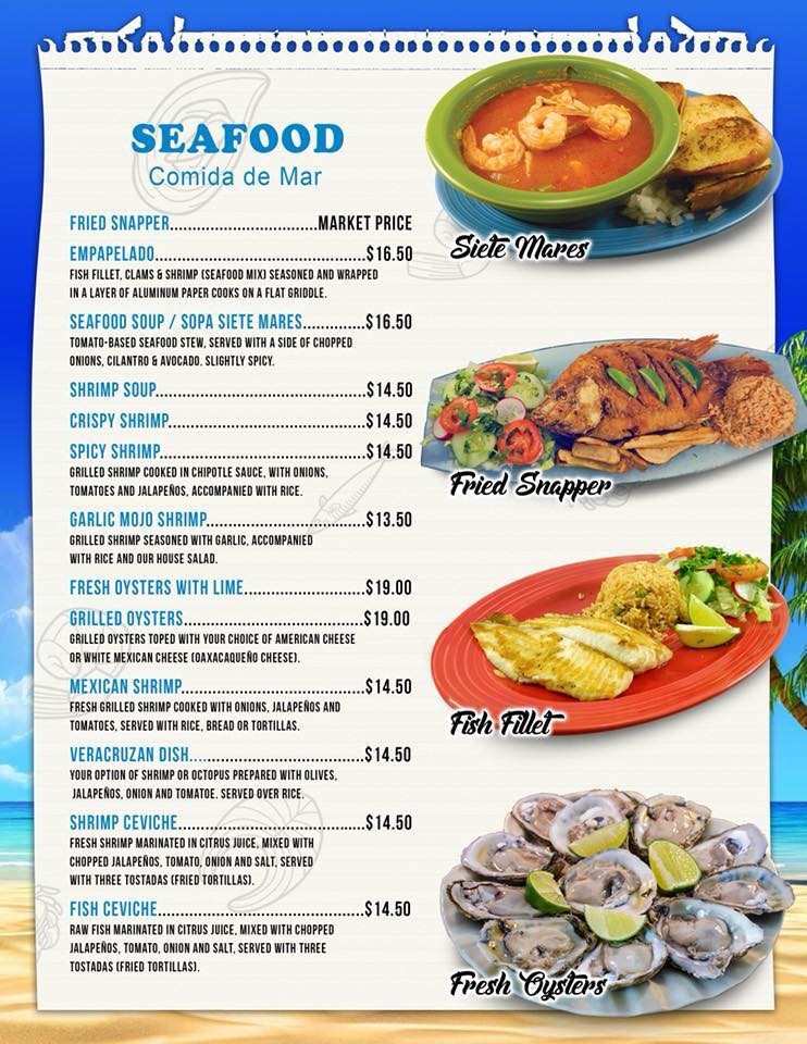 Marisqueria villa del mar Menu