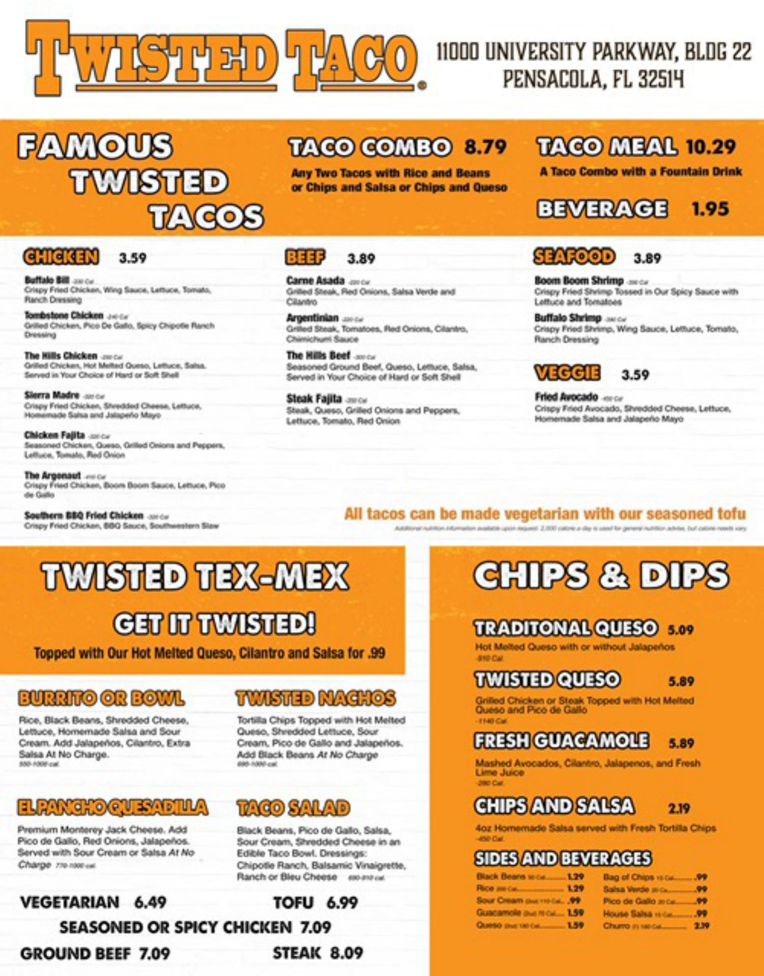 Twisted Taco Menu