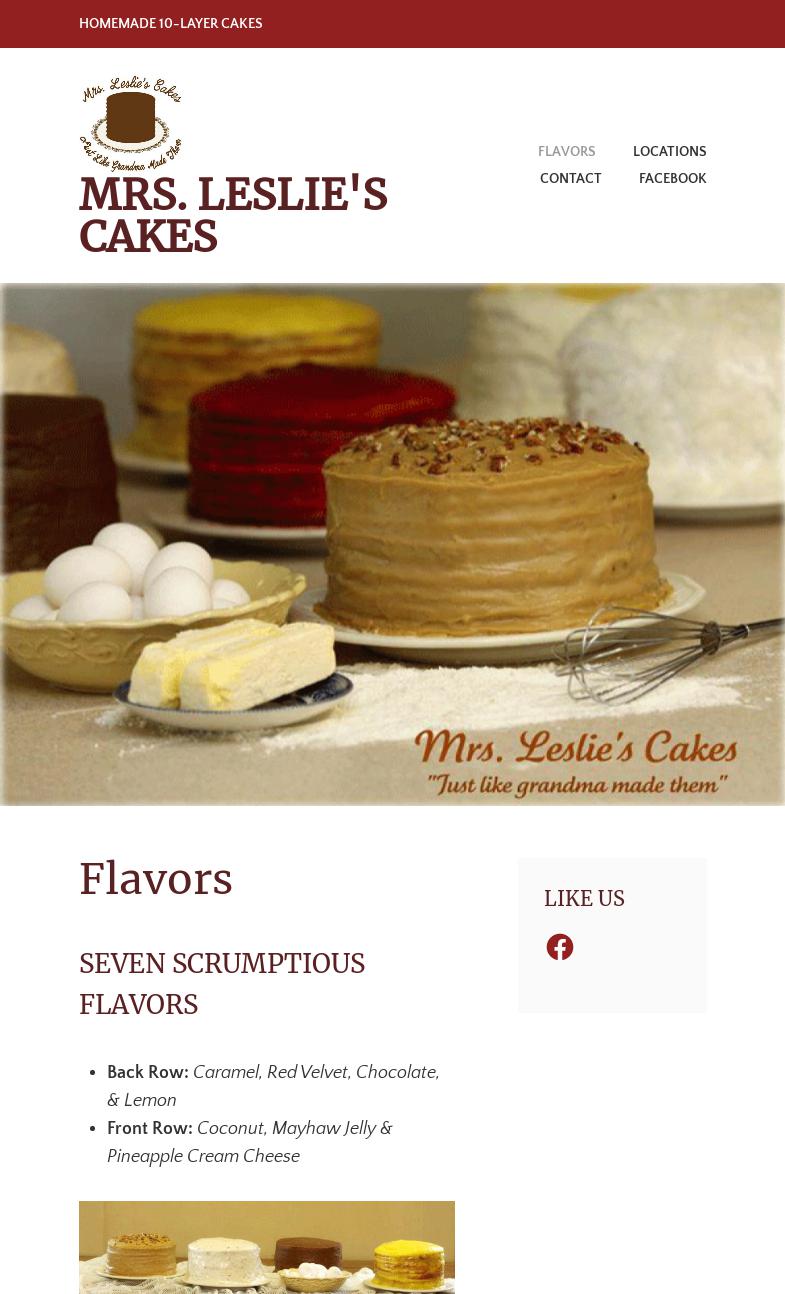 Mrs Leslie's Cakes Menu