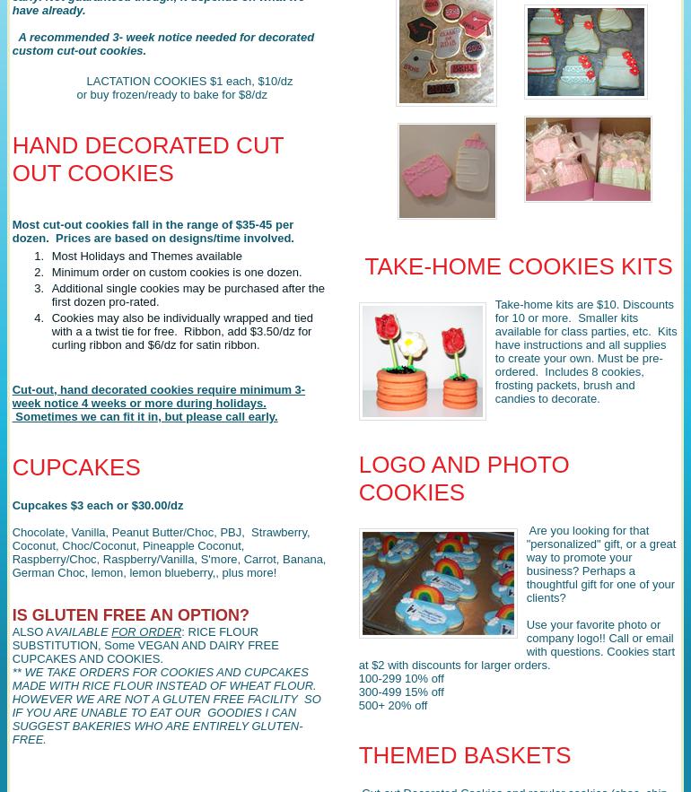 The Cookie Cottage Menu