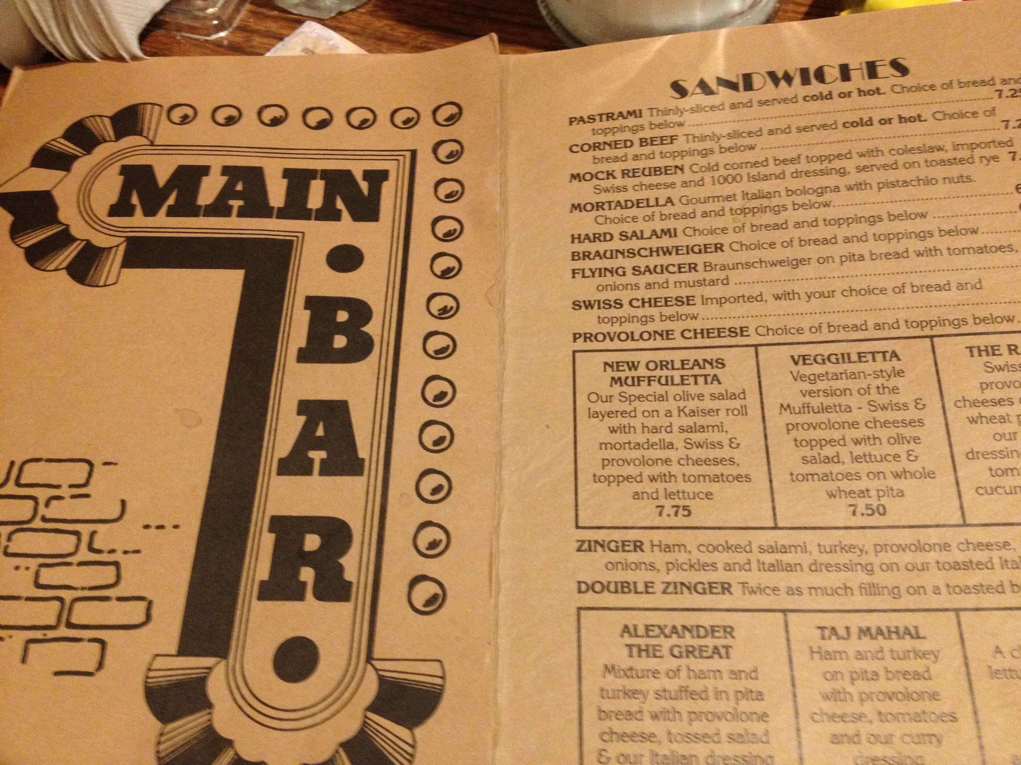 Restaurant-Salumeria Menu