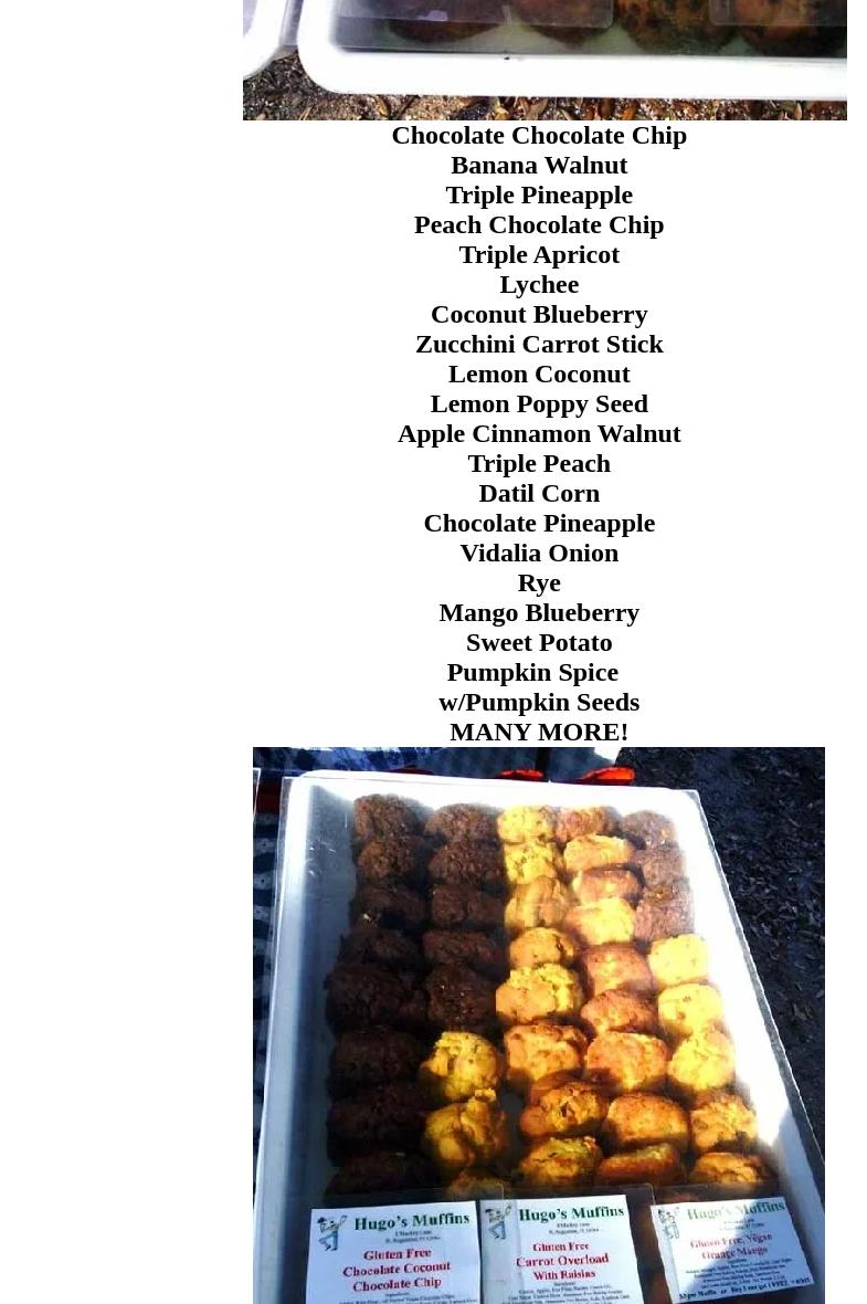 Hugo's Muffins Menu