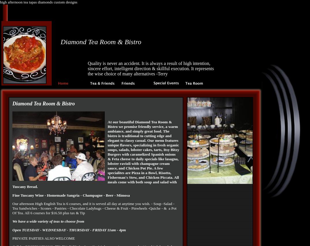 Diamond Tea Room & Bistro Menu